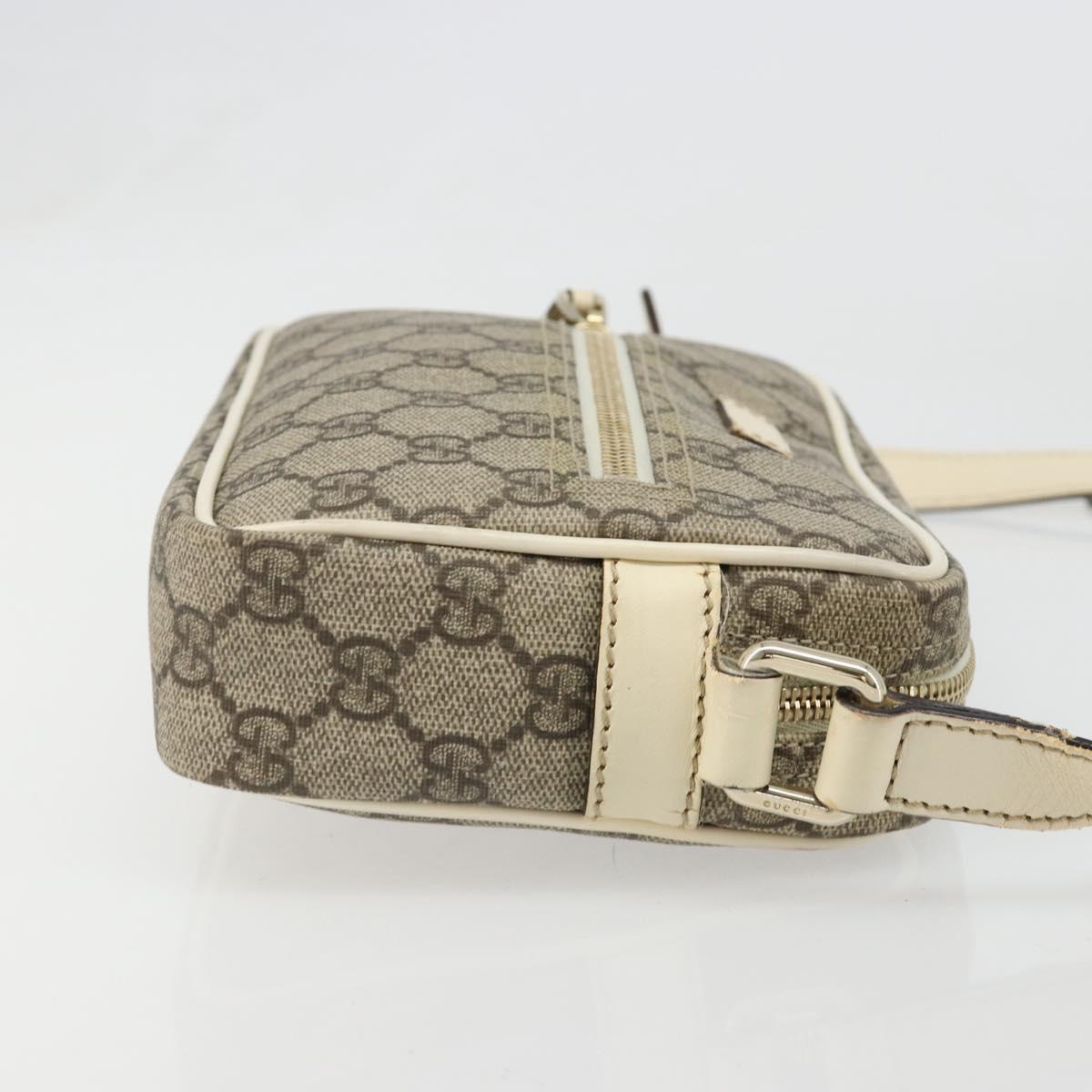 GUCCI GG Supreme Shoulder Bag PVC White Gold 201447 Auth 186085