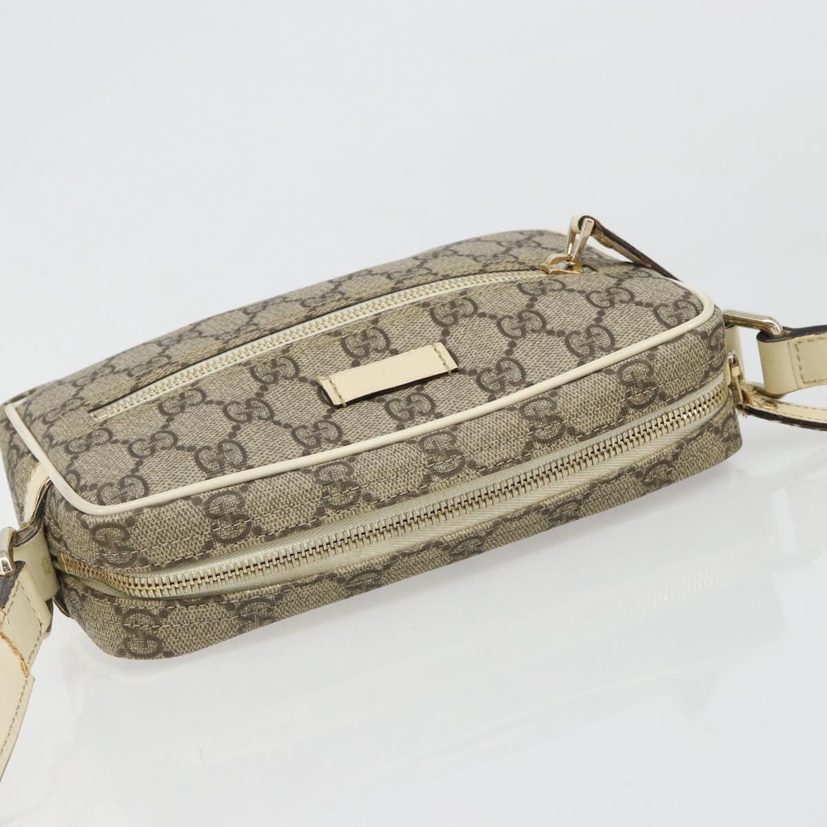 GUCCI GG Supreme Shoulder Bag PVC White Gold 201447 Auth 186085