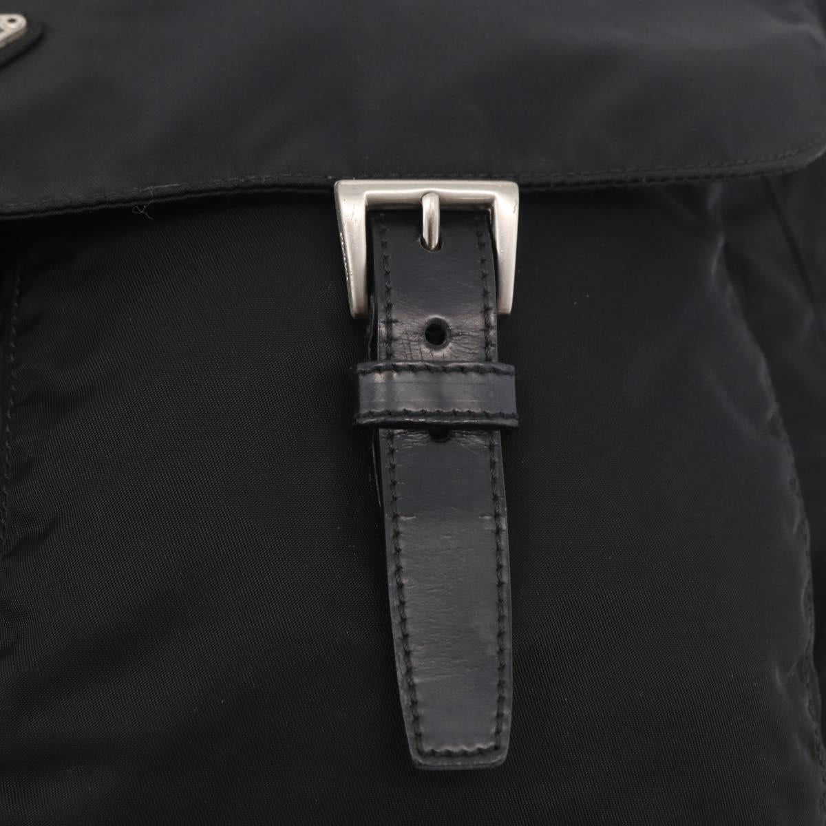 PRADA Shoulder Bag Nylon Black Silver Auth 186088A