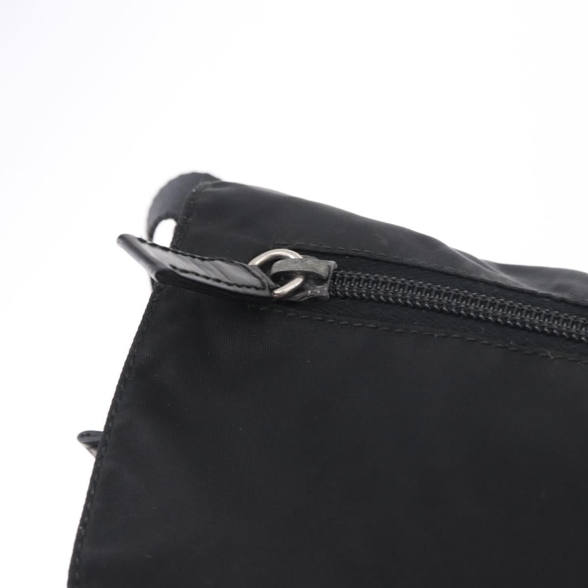 PRADA Shoulder Bag Nylon Black Silver Auth 186088A