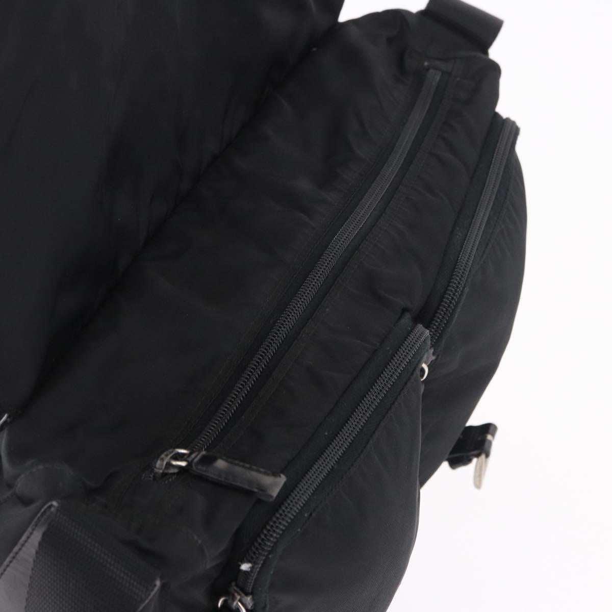 PRADA Shoulder Bag Nylon Black Silver Auth 186088A