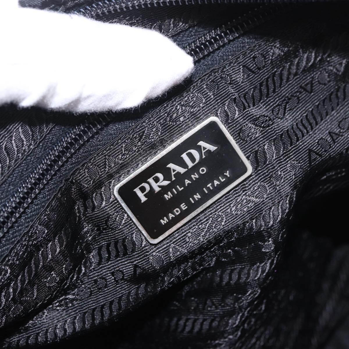 PRADA Shoulder Bag Nylon Black Silver Auth 186088A