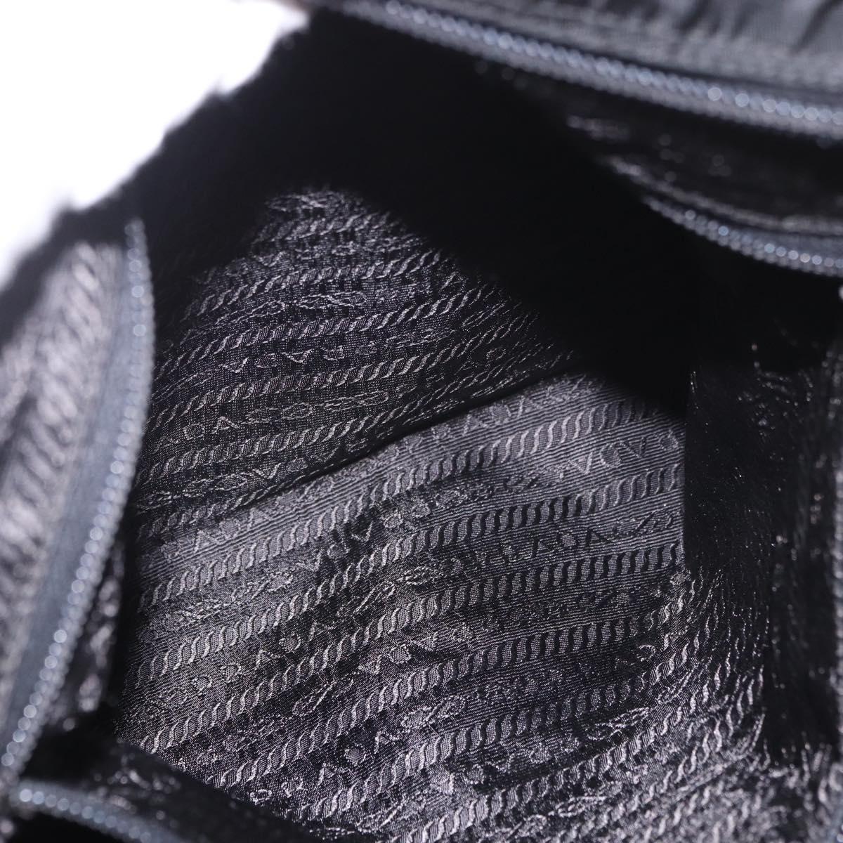 PRADA Shoulder Bag Nylon Black Silver Auth 186088A