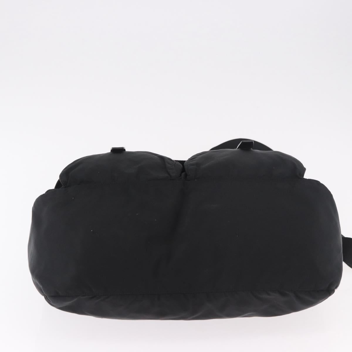 PRADA Shoulder Bag Nylon Black Silver Auth 186088A