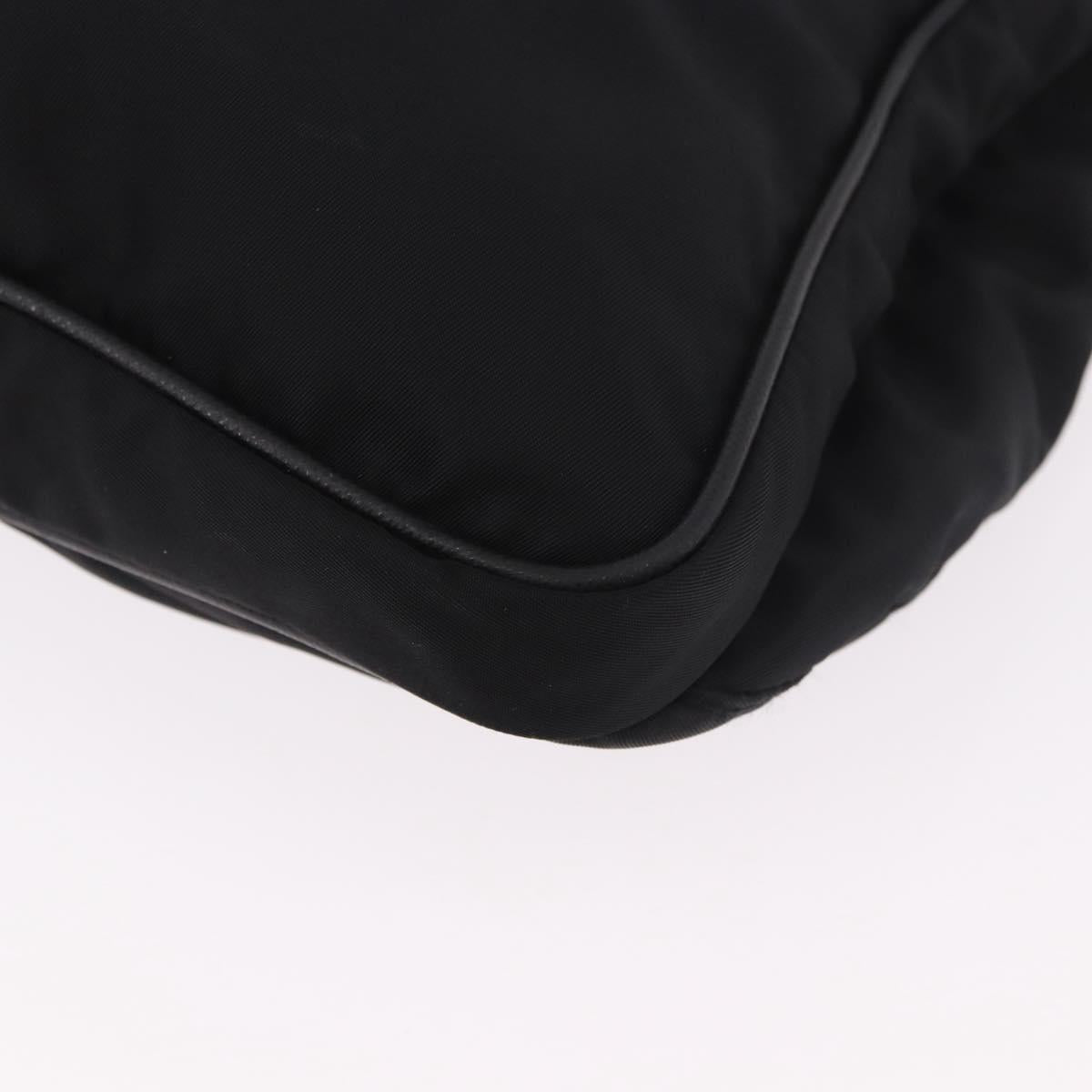 PRADA Shoulder Bag Nylon Black Silver Auth 186089A