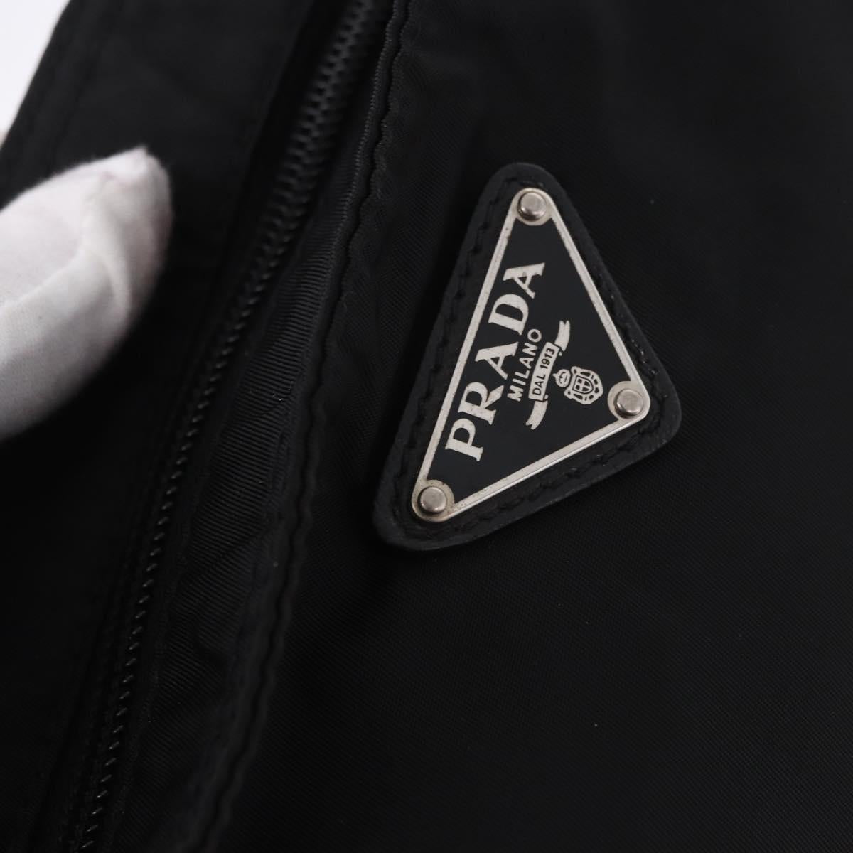 PRADA Shoulder Bag Nylon Black Silver Auth 186089A