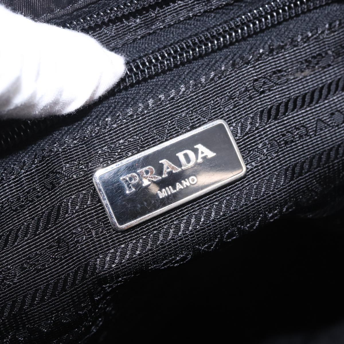 PRADA Shoulder Bag Nylon Black Silver Auth 186089A