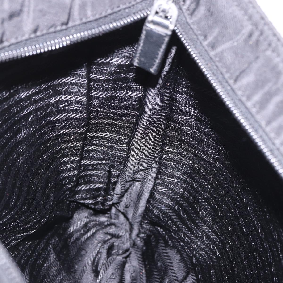 PRADA Shoulder Bag Nylon Black Silver Auth 186089A