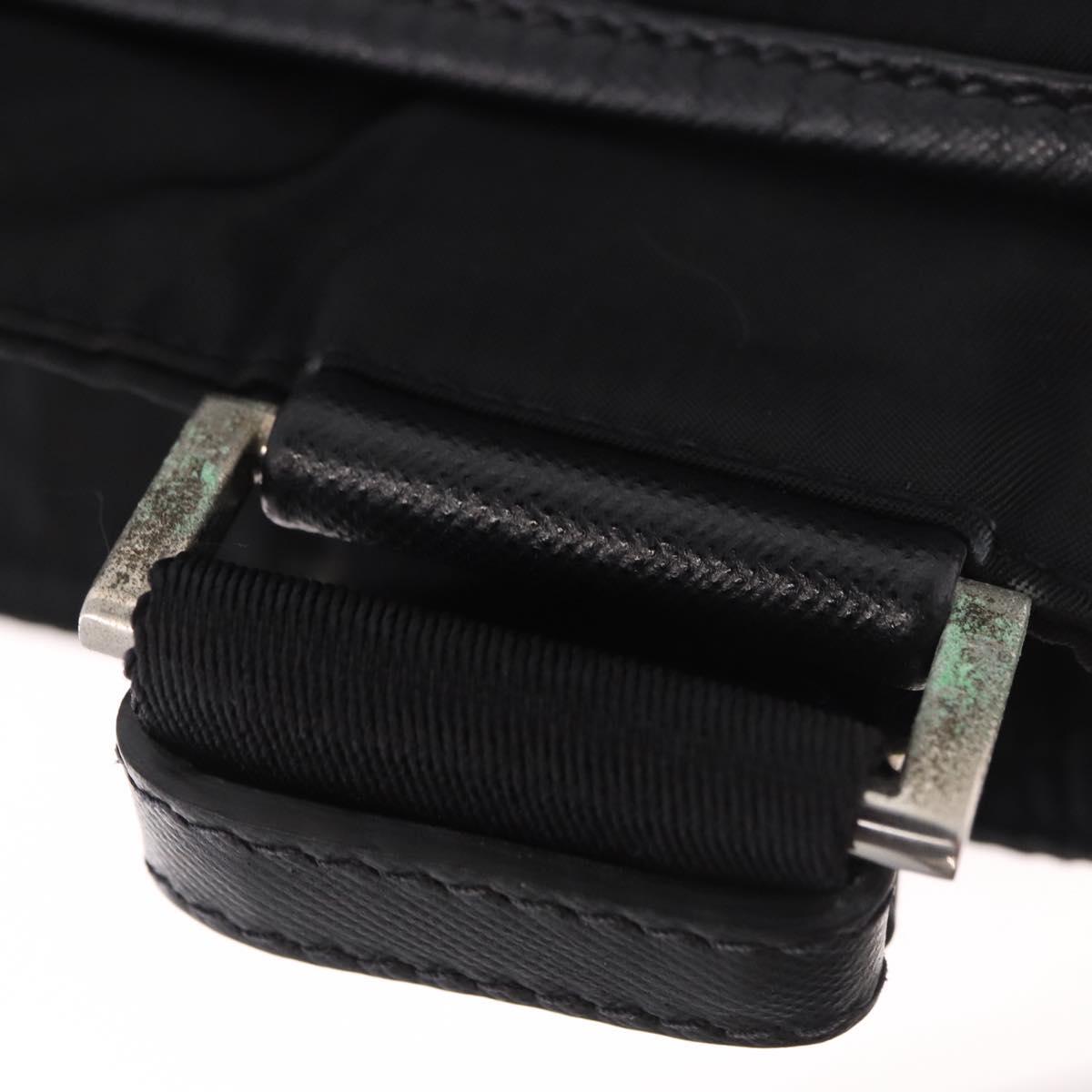 PRADA Shoulder Bag Nylon Black Silver Auth 186089A