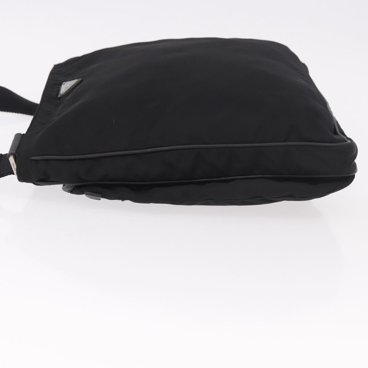 PRADA Shoulder Bag Nylon Black Silver Auth 186089A