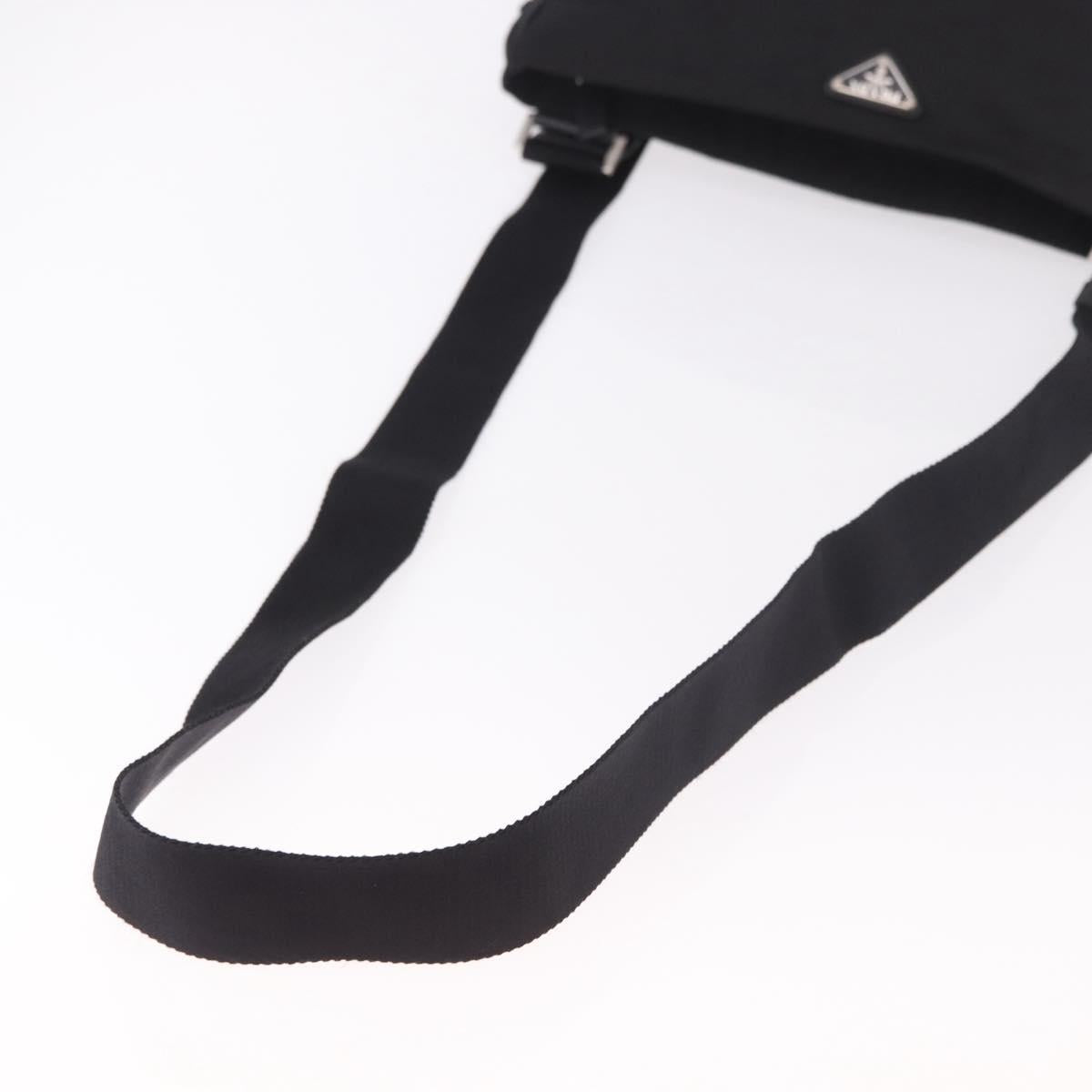 PRADA Shoulder Bag Nylon Black Silver Auth 186089A