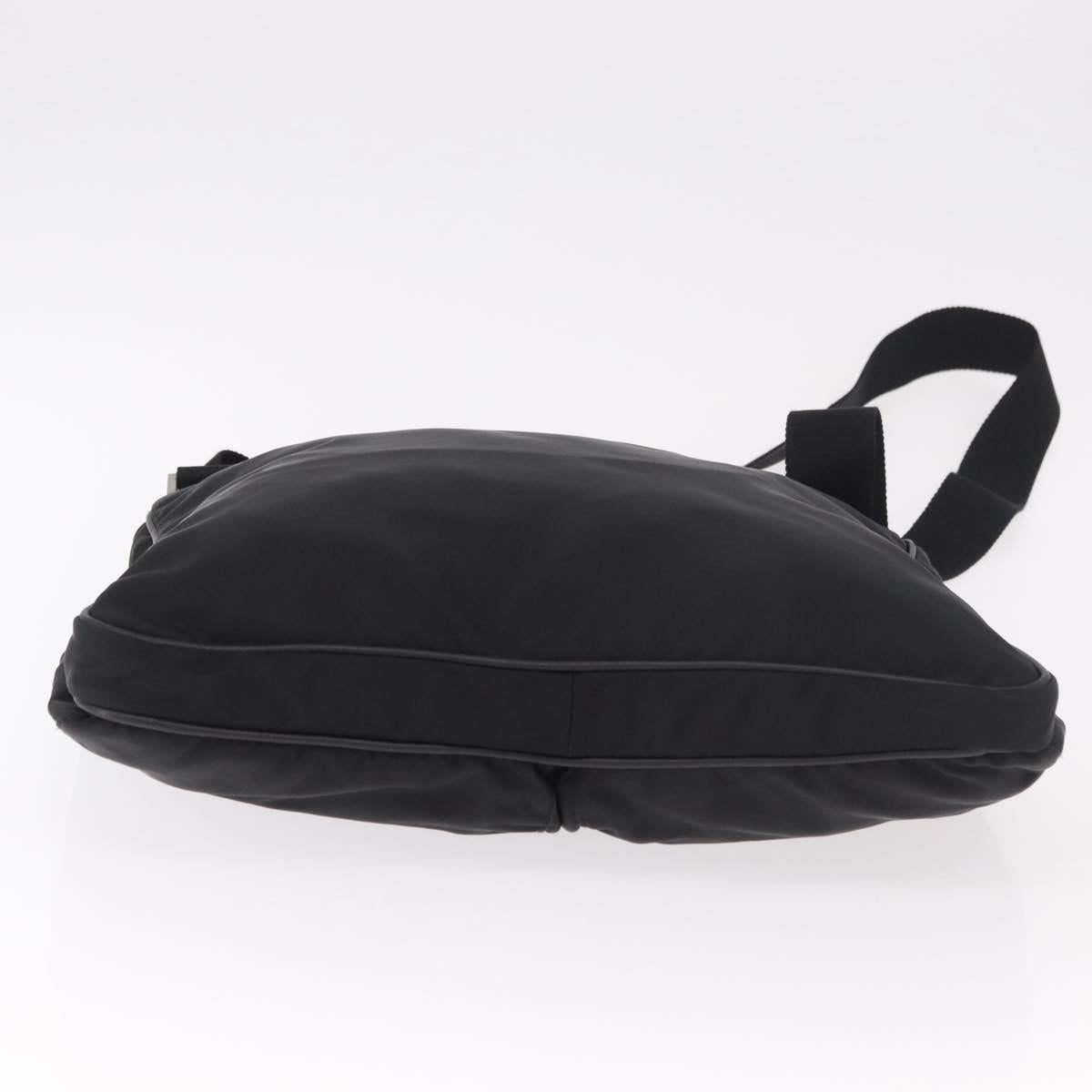 PRADA Shoulder Bag Nylon Black Silver Auth 186089A
