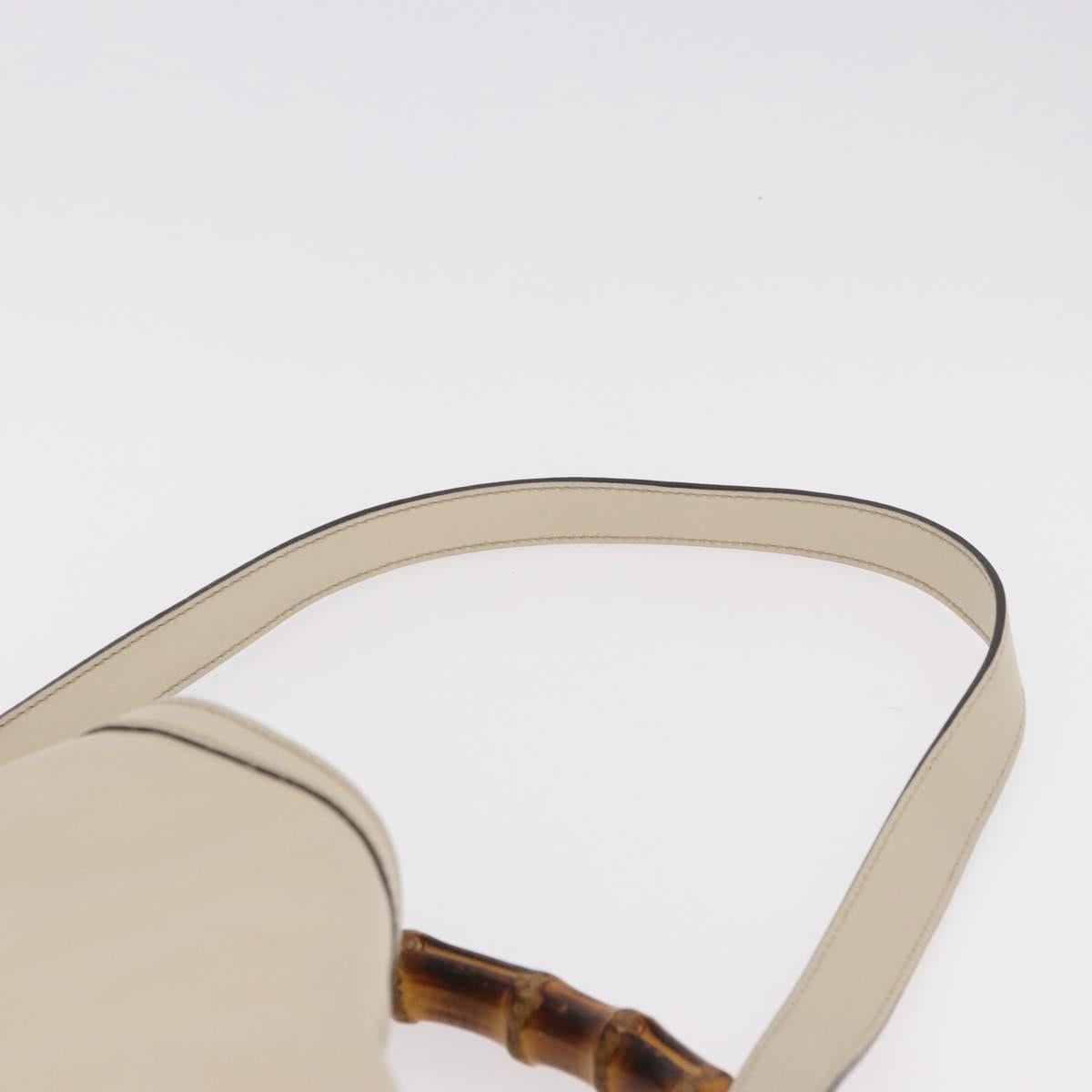GUCCI Bamboo Hand Bag Leather 2way White Gold 169976 Auth 186098A
