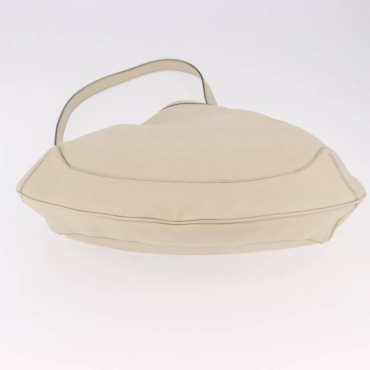 GUCCI Bamboo Hand Bag Leather 2way White Gold 169976 Auth 186098A