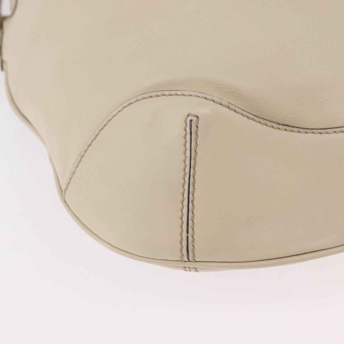 GUCCI Bamboo Hand Bag Leather 2way White Gold 169976 Auth 186098A