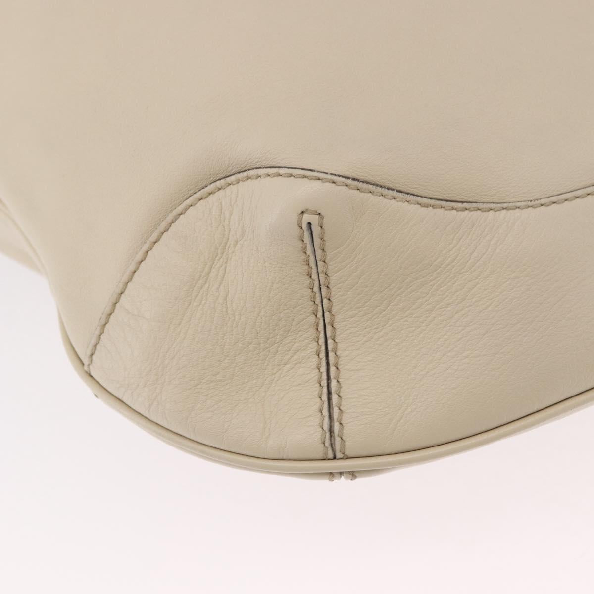 GUCCI Bamboo Hand Bag Leather 2way White Gold 169976 Auth 186098A