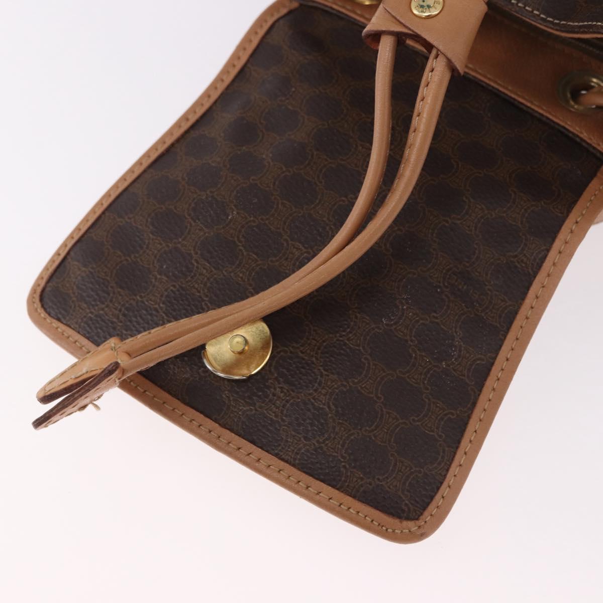 CELINE Macadam Canvas Backpack PVC Leather Brown Gold Auth 186101A