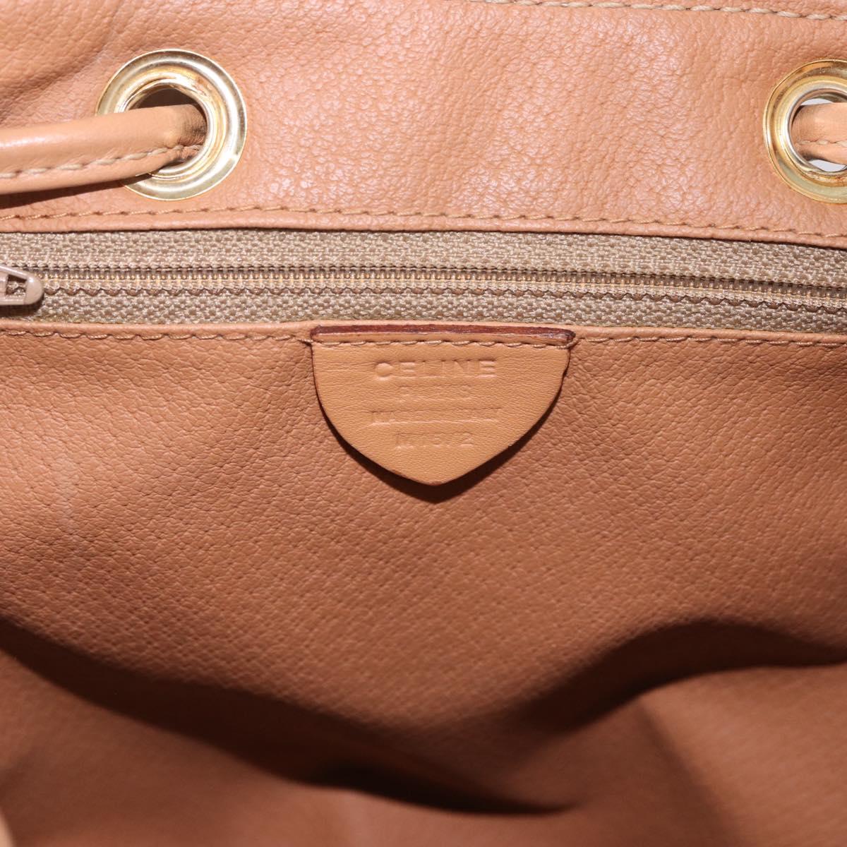 CELINE Macadam Canvas Backpack PVC Leather Brown Gold Auth 186101A