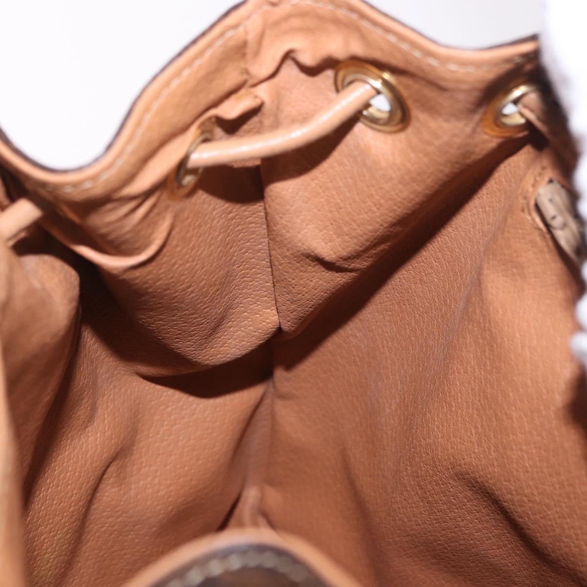 CELINE Macadam Canvas Backpack PVC Leather Brown Gold Auth 186101A