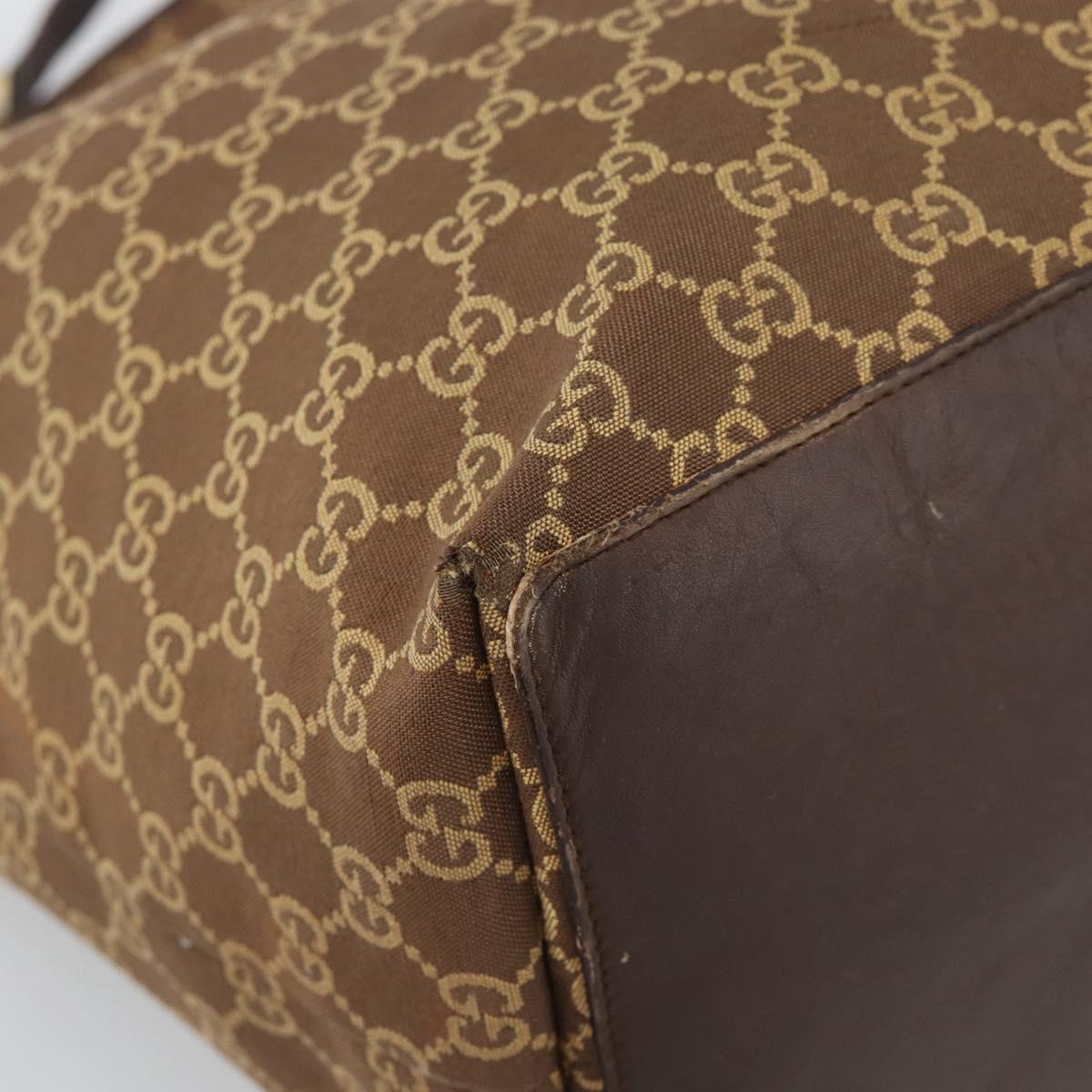 GUCCI GG Canvas Tote Bag Brown Gold 002 1097 Auth 186104