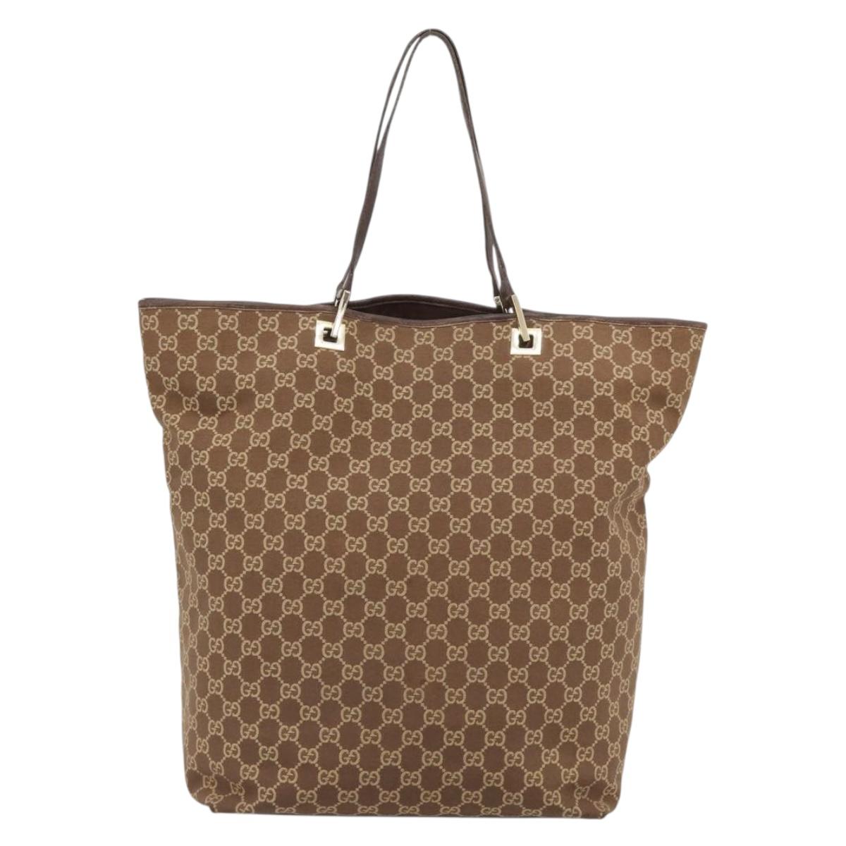 GUCCI GG Canvas Tote Bag Brown Gold 002 1097 Auth 186104