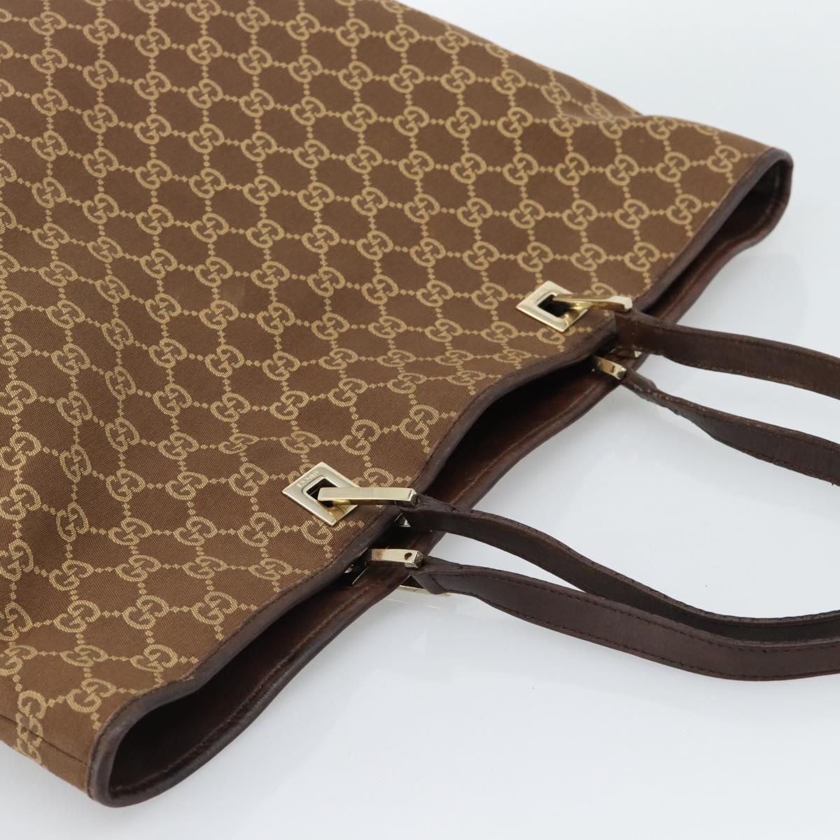 GUCCI GG Canvas Tote Bag Brown Gold 002 1097 Auth 186104