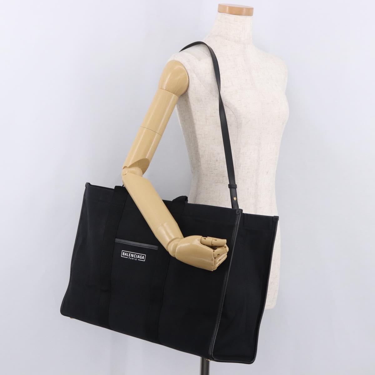 BALENCIAGA Hand Bag Canvas 2way Black Gold 671403 Auth 186106M
