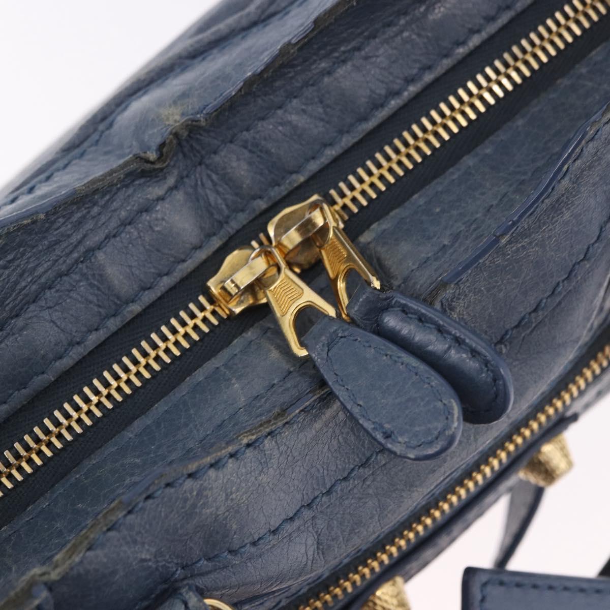 BALENCIAGA Giant Mini City Hand Bag Leather 2way Blue Gold 309544 Auth 186109A