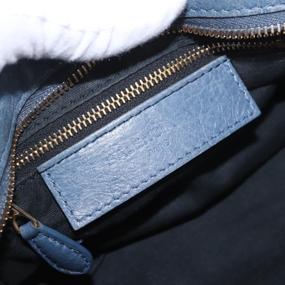 BALENCIAGA Giant Mini City Hand Bag Leather 2way Blue Gold 309544 Auth 186109A