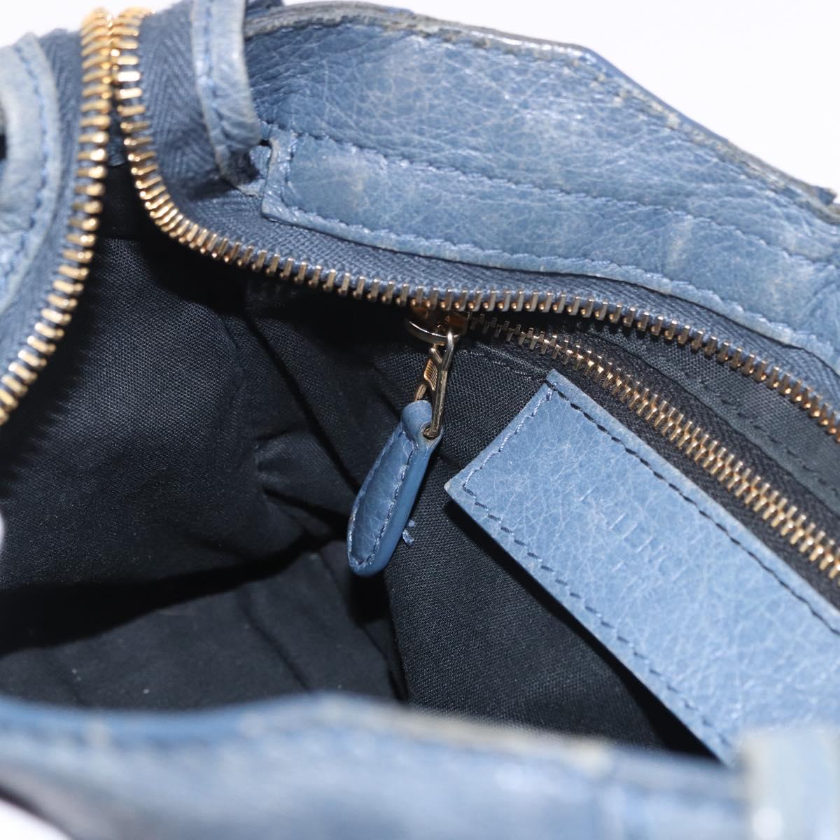 BALENCIAGA Giant Mini City Hand Bag Leather 2way Blue Gold 309544 Auth 186109A