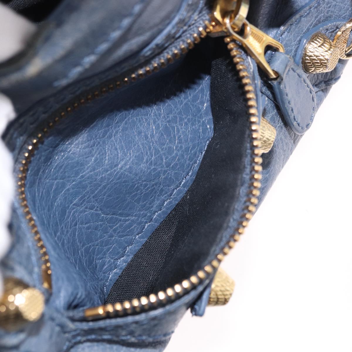BALENCIAGA Giant Mini City Hand Bag Leather 2way Blue Gold 309544 Auth 186109A
