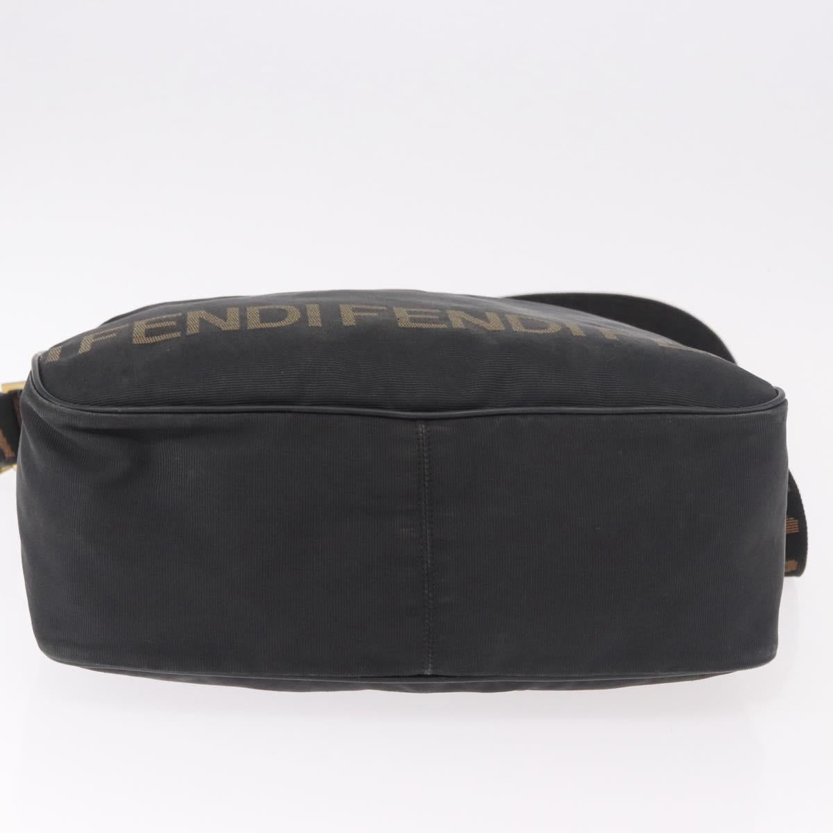 FENDI Shoulder Bag Canvas Black Gold Auth 186111
