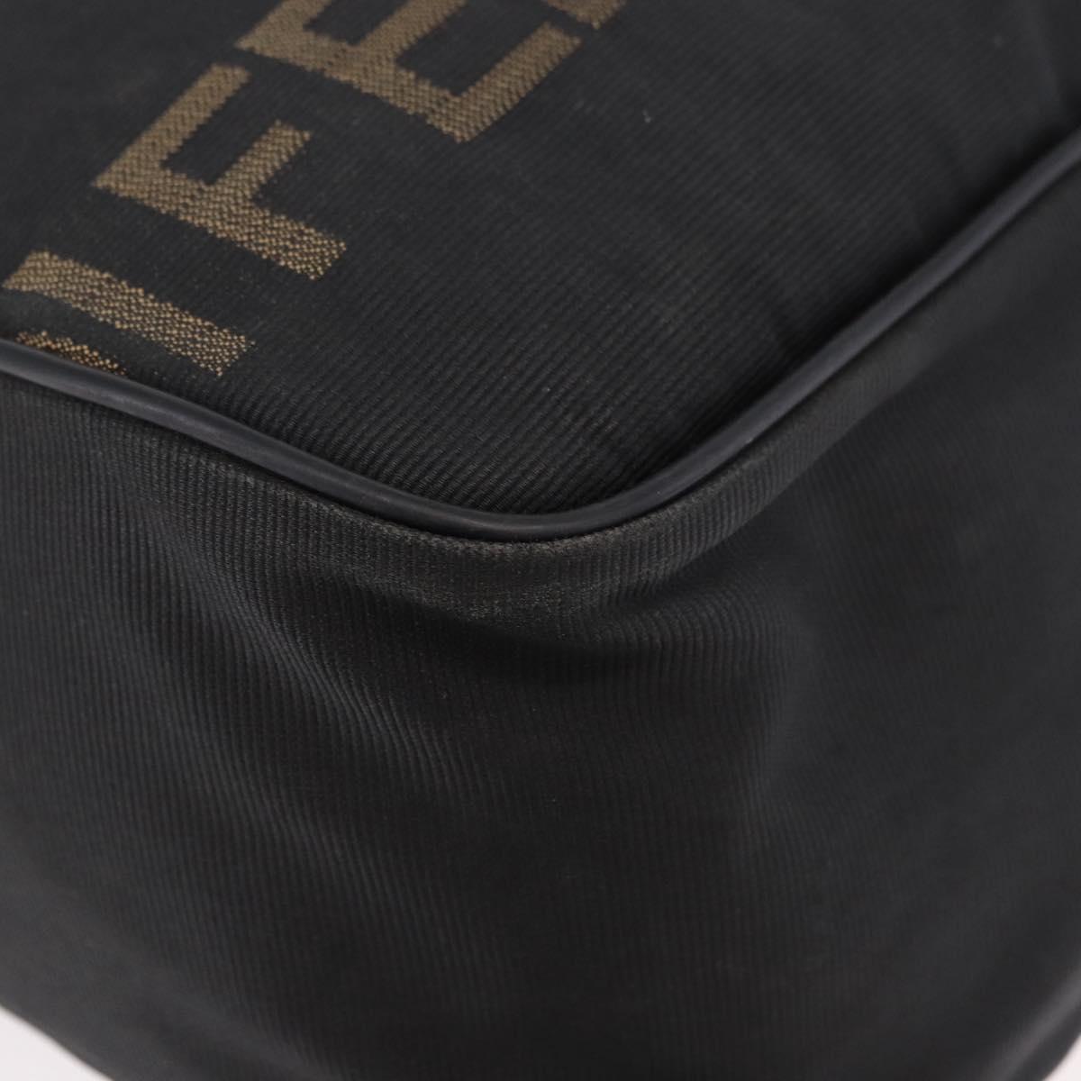 FENDI Shoulder Bag Canvas Black Gold Auth 186111