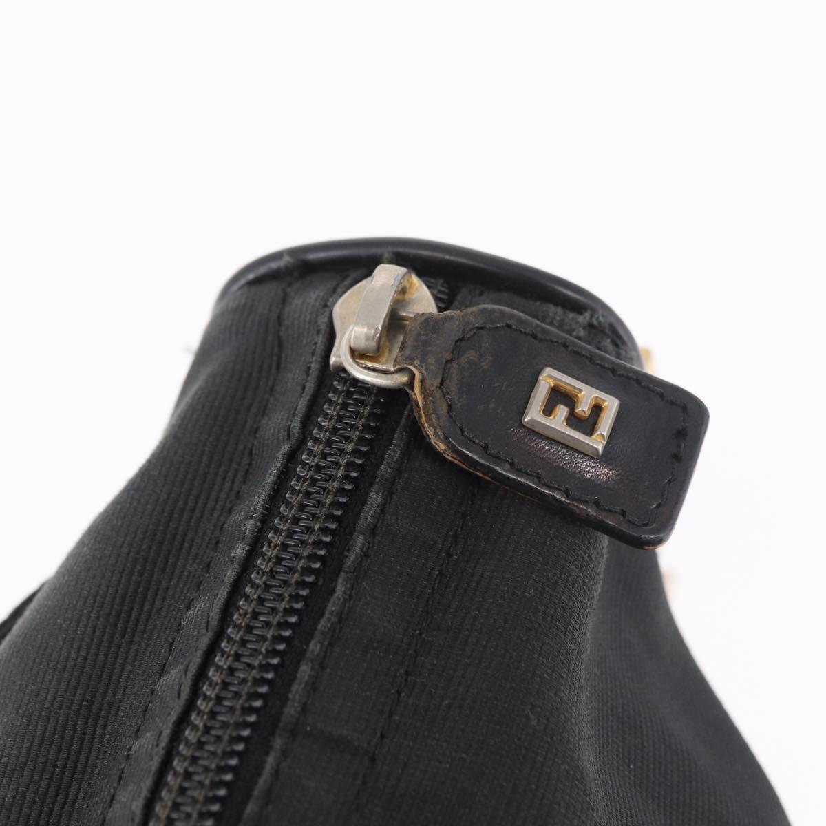 FENDI Shoulder Bag Canvas Black Gold Auth 186111