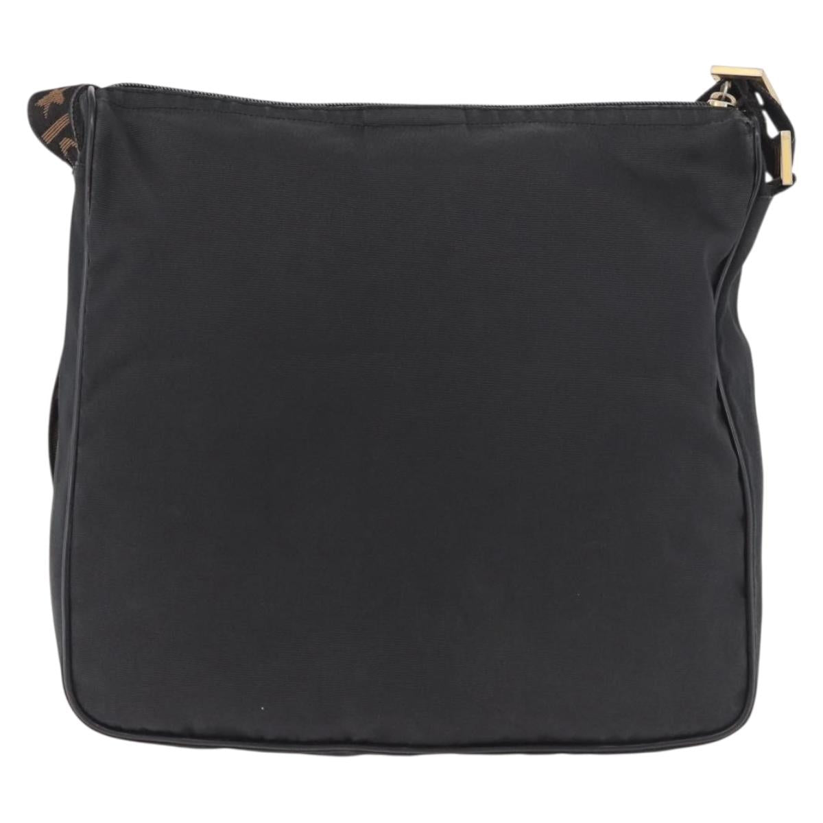 FENDI Shoulder Bag Canvas Black Gold Auth 186111