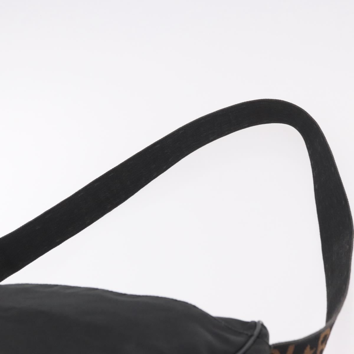 FENDI Shoulder Bag Canvas Black Gold Auth 186111