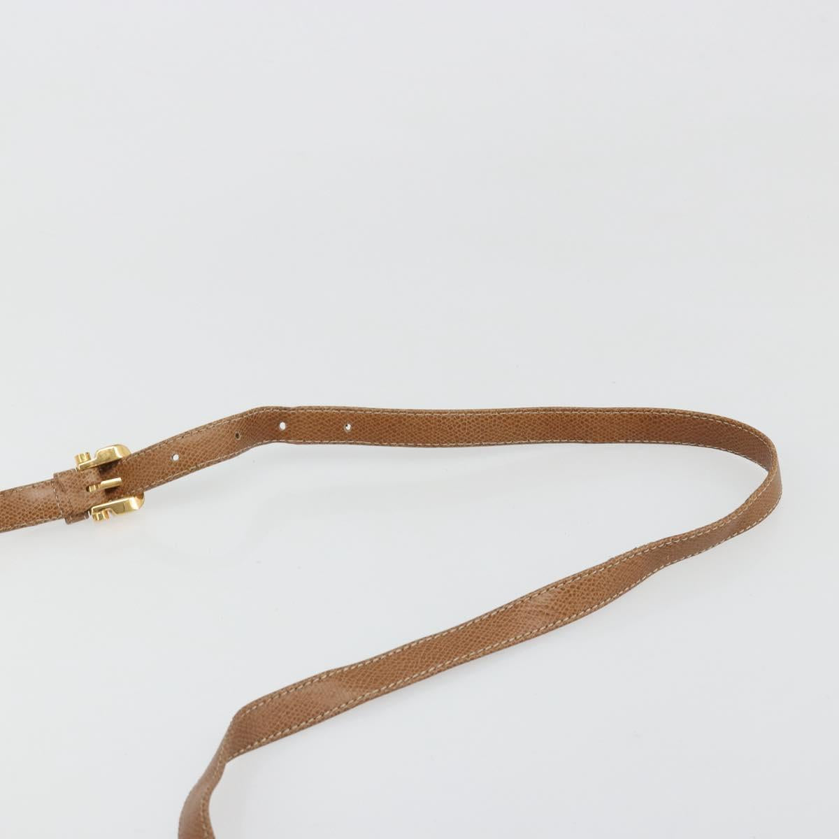 LOEWE Anagram Shoulder Bag Leather 2way Brown Gold Auth 186112
