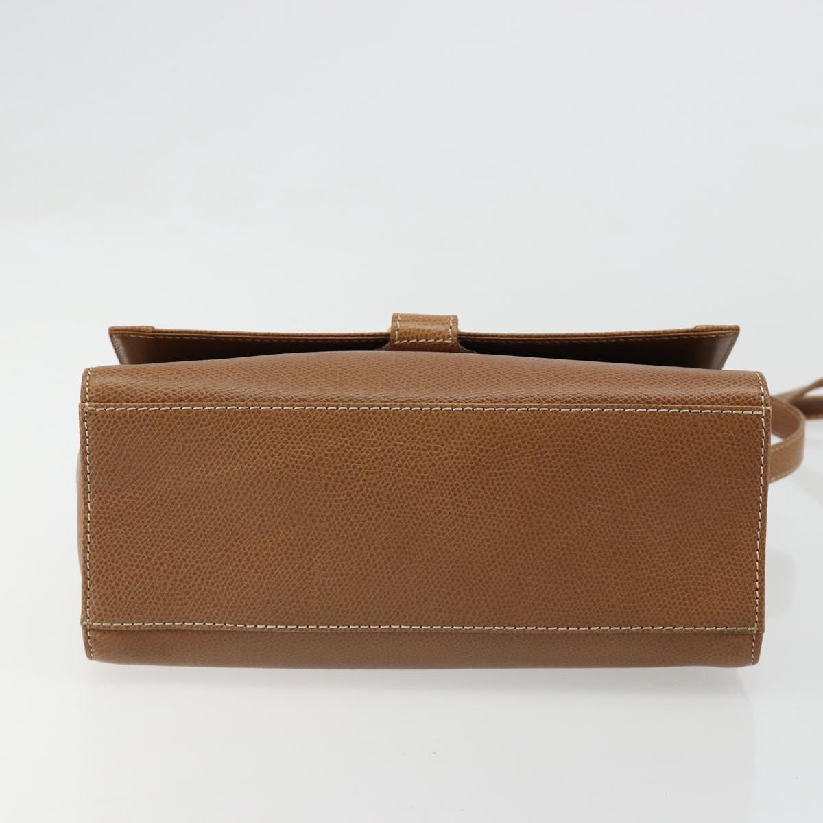 LOEWE Anagram Shoulder Bag Leather 2way Brown Gold Auth 186112