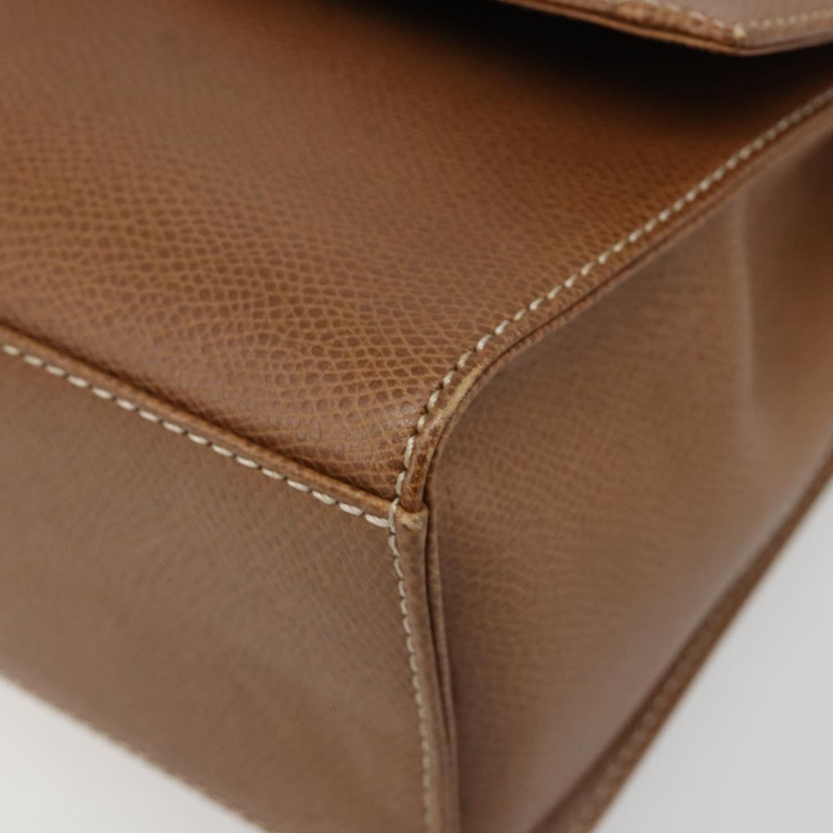 LOEWE Anagram Shoulder Bag Leather 2way Brown Gold Auth 186112
