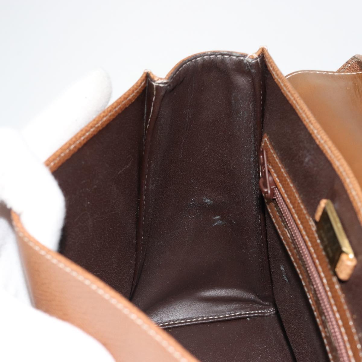 LOEWE Anagram Shoulder Bag Leather 2way Brown Gold Auth 186112