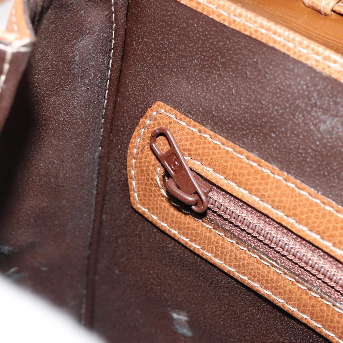 LOEWE Anagram Shoulder Bag Leather 2way Brown Gold Auth 186112