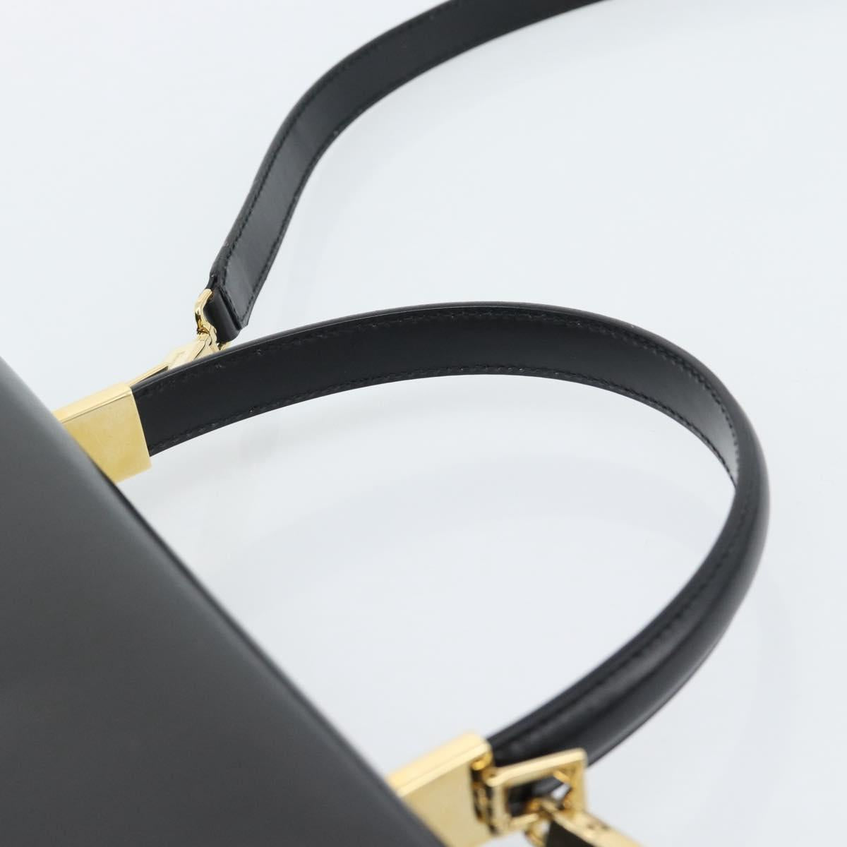 Salvatore Ferragamo Gancini Hand Bag Leather 2way Black Gold Auth 186113V