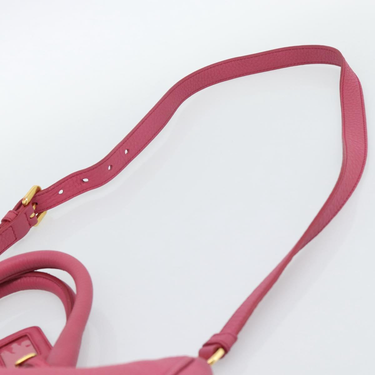 PRADA Hand Bag Vittero Dino Leather 2way Pink Gold Auth 186115A