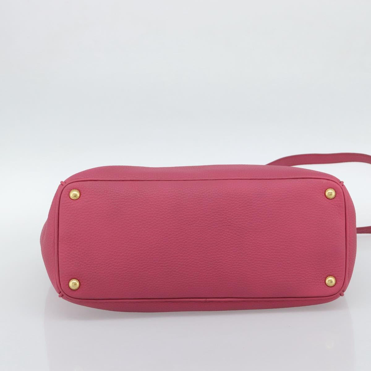 PRADA Hand Bag Vittero Dino Leather 2way Pink Gold Auth 186115A