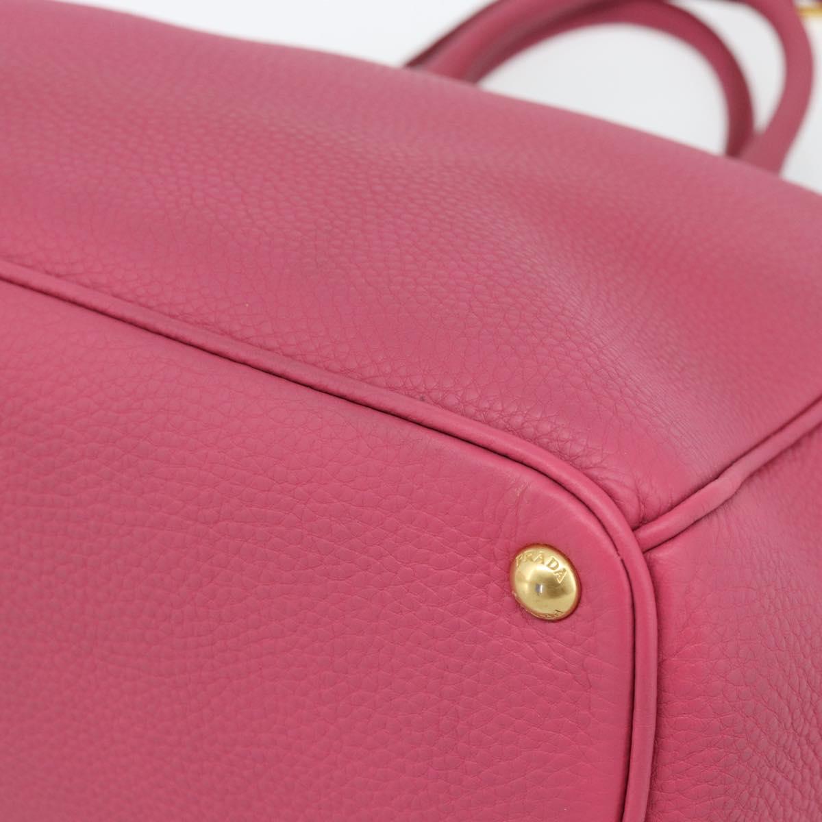 PRADA Hand Bag Vittero Dino Leather 2way Pink Gold Auth 186115A