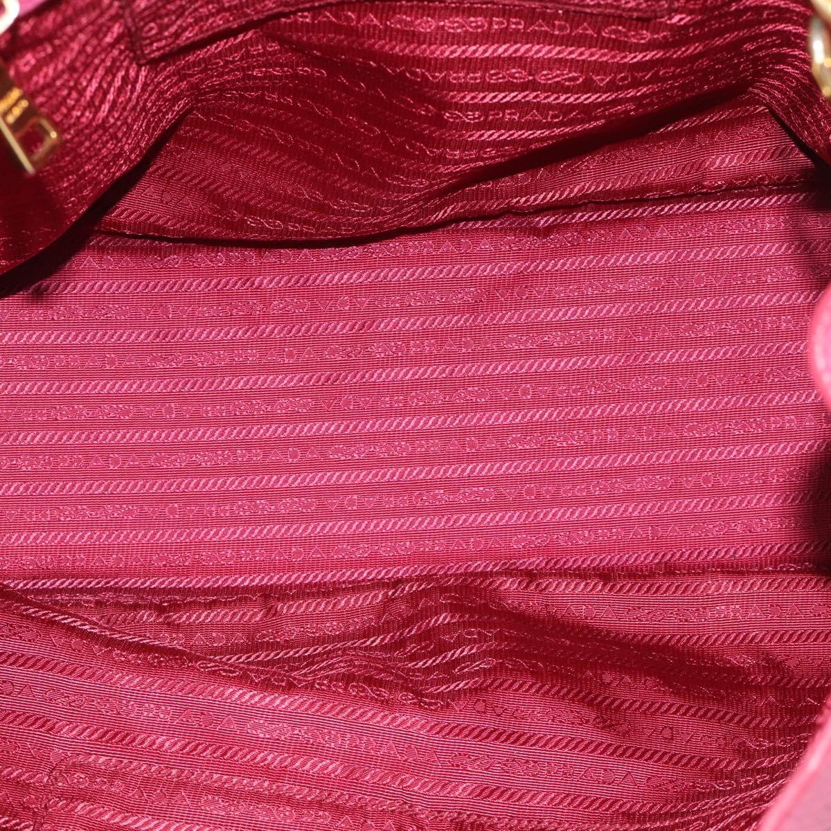 PRADA Hand Bag Vittero Dino Leather 2way Pink Gold Auth 186115A