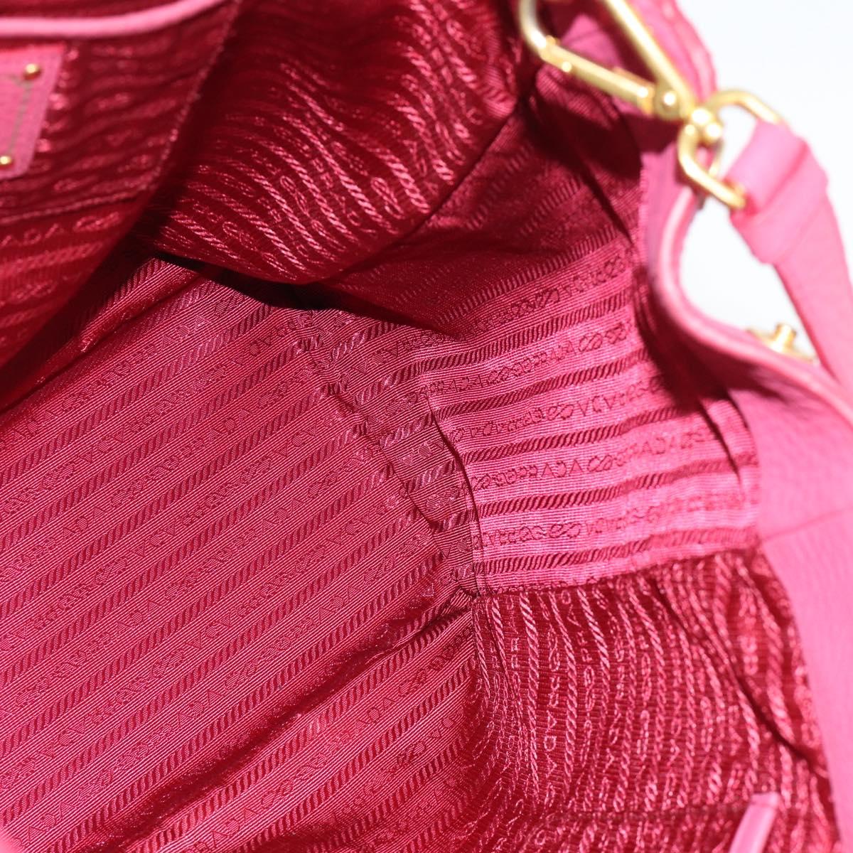 PRADA Hand Bag Vittero Dino Leather 2way Pink Gold Auth 186115A