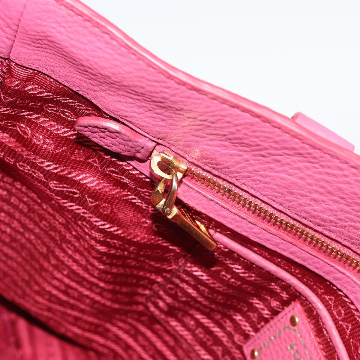 PRADA Hand Bag Vittero Dino Leather 2way Pink Gold Auth 186115A