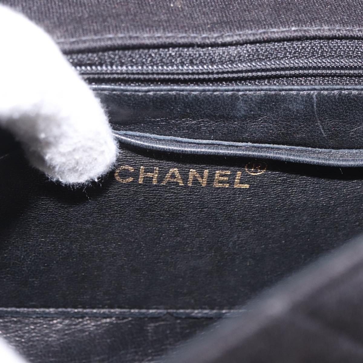 CHANEL Matelasse Shoulder Bag Cotton Black Gold CC Auth 186116V