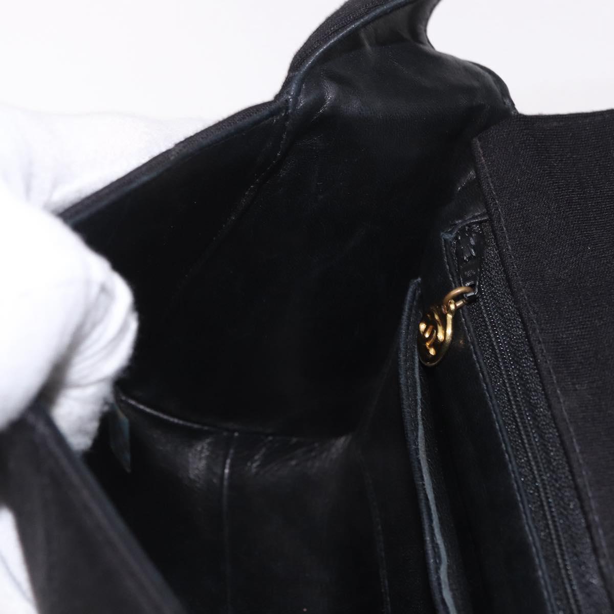 CHANEL Matelasse Shoulder Bag Cotton Black Gold CC Auth 186116V